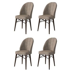 Set scaune 4 piese, Charlotte, Ritim, Metal, Cappuccino/Maro imagine
