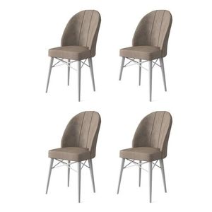 Set scaune 4 piese, Charlotte, Ritim, Metal, Cappuccino / Alb imagine