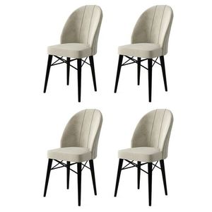 Set scaune 4 piese, Charlotte, Ritim, Metal, Crem/Negru imagine