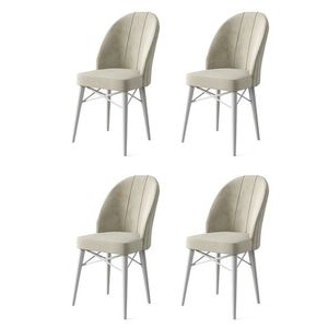 Set scaune 4 piese, Charlotte, Ritim, Metal, Crem/Alb imagine
