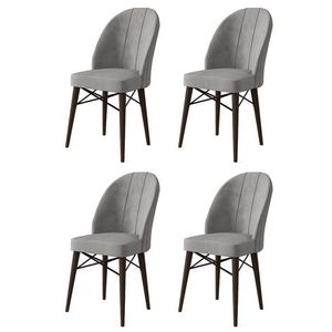 Set scaune 4 piese, Charlotte, Ritim, Metal, Gri/Maro imagine