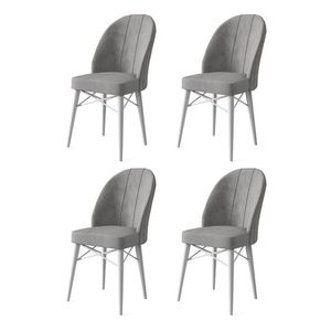Set scaune 4 piese, Charlotte, Ritim, Metal, Gri/Alb imagine