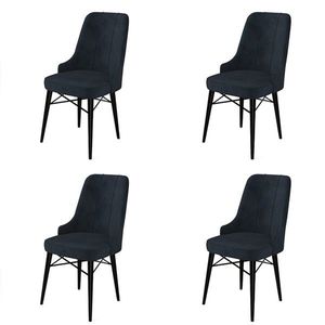 Set scaune 4 piese, Charlotte, Pare, Metal, Antracit / Negru imagine