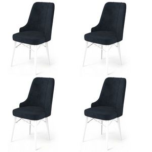 Set scaune 4 piese, Charlotte, Pare, Metal, Antracit/Alb imagine