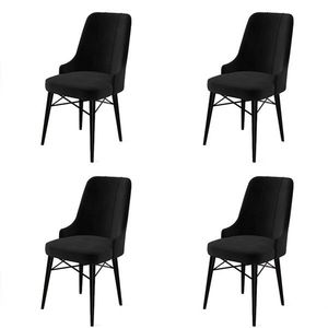 Set scaune 4 piese, Charlotte, Pare, Metal, Negru imagine