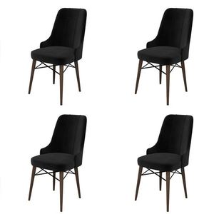 Set scaune 4 piese, Charlotte, Pare, Metal, Negru imagine