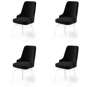 Set scaune 4 piese, Charlotte, Pare, Metal, Alb/Negru imagine