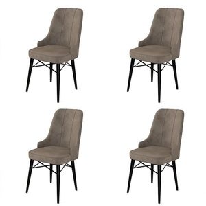 Set scaune 4 piese, Charlotte, Pare, Metal, Cappuccino / Negru imagine