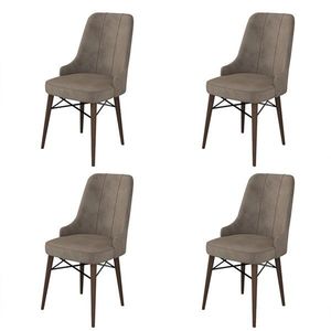 Set scaune 4 piese, Charlotte, Pare, Metal, Cappuccino/Maro imagine