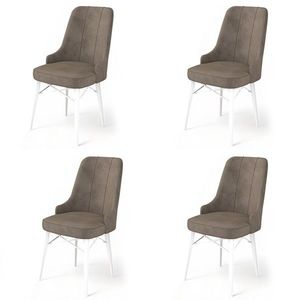 Set scaune 4 piese, Charlotte, Pare, Metal, Cappuccino / Alb imagine