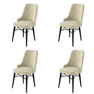 Set scaune 4 piese, Charlotte, Pare, Metal, Crem/Negru imagine