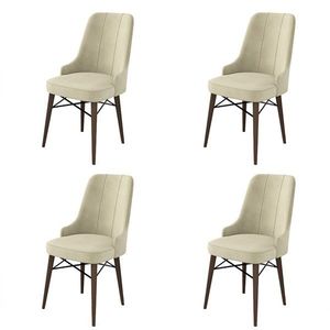 Set scaune 4 piese, Charlotte, Pare, Metal, Crem/Maro imagine