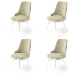 Set scaune 4 piese, Charlotte, Pare, Metal, Crem/Alb imagine