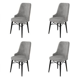 Set scaune 4 piese, Charlotte, Pare, Metal, Gri/Negru imagine