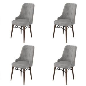 Set scaune 4 piese, Charlotte, Pare, Metal, Gri/Maro imagine