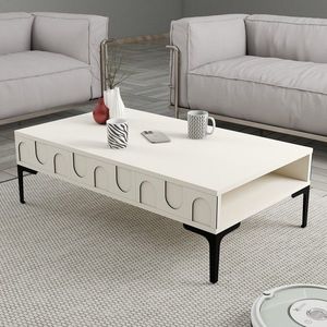 Masuta de cafea, Hommy Craft, Lyon 32, 105x32 cm, PAL, Crem/Negru imagine