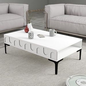 Masuta de cafea, Hommy Craft, Lyon 32, 105x32 cm, PAL, Alb/Negru imagine