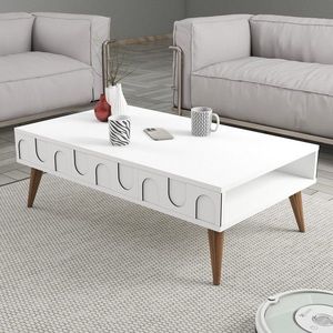 Masuta de cafea, Hommy Craft, Lyon 34, 105x34 cm, PAL, Alb/Maro imagine