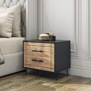 Noptiera, Kalune Design, Night, 50x55x40 cm, PAL, Stejar / Negru imagine