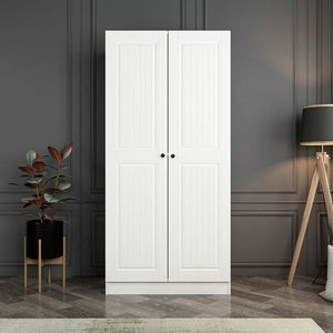 Dulap pentru haine, Minerva, Kale Membran White, 90x190x52 cm, PAL, Alb imagine