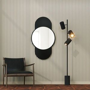 Oglinda decorativa, Neostill, Time, 60x106 cm, MDF , Negru imagine