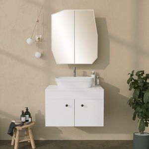 Dulap de baie, Neostill, Quartz Cabinet, 12x45x50 cm, 100% CARTON DURO, Alb imagine