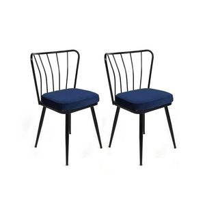 Set scaune 2 piese, Nmobb, Yıldız-944 V2, Metal, Albastru închis / Negru / imagine