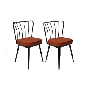 Set scaune 2 piese, Nmobb, Yıldız-945 V2, Metal, Tigla Roșu/Negru imagine