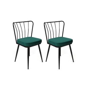 Set scaune 2 piese, Nmobb, Yıldız-951 V2, Metal, Verde/Negru imagine