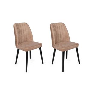 Set scaune 2 piese, Nmobb, Alfa-433 V2, Metal , Bej/Negru imagine