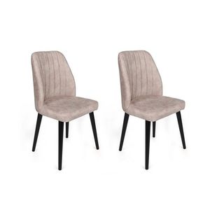 Set scaune 2 piese, Nmobb, Alfa-469 V2, Metal , Crem/Negru imagine