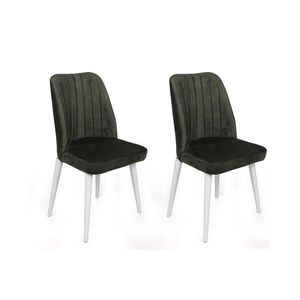 Set scaune 2 piese, Nmobb, Alfa-492 V2, Metal , Kaki/Alb imagine