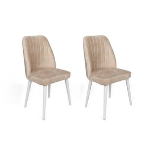 Set scaune 2 piese, Nmobb, Alfa-494 V2, Metal , Bej/Alb imagine