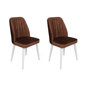 Set scaune 2 piese, Nmobb, Alfa-496 V2, Metal , Maro/Alb imagine