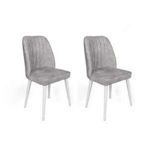 Set scaune 2 piese, Nmobb, Alfa-498 V2, Metal , Gri/Alb imagine