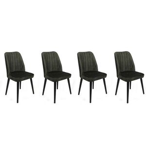 Set scaune 4 piese, Nmobb, Alfa-432 V4, Metal , Kaki/Negru imagine