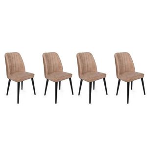 Set scaune 4 piese, Nmobb, Alfa-433 V4, Metal , Bej/Negru imagine