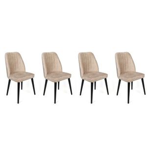 Set scaune 4 piese, Nmobb, Alfa-434 V4, Metal , Crem/Negru imagine
