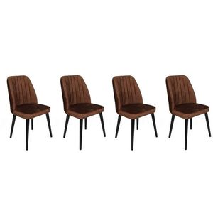 Set scaune 4 piese, Nmobb, Alfa-436 V4, Metal , Maro / Negru imagine