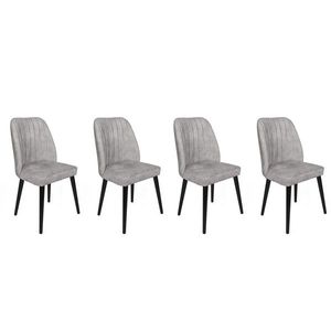 Set scaune 4 piese, Nmobb, Alfa-438 V4, Metal , Gri/Negru imagine
