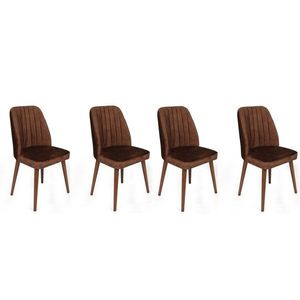 Set scaune 4 piese, Nmobb, Alfa-466 V4, Metal , Maro / Nuc imagine
