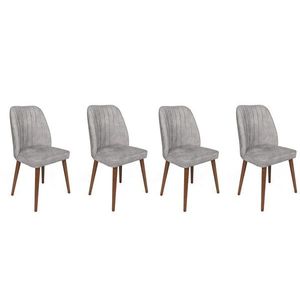 Set scaune 4 piese, Nmobb, Alfa-468 V4, Metal , Gri/Nuc imagine