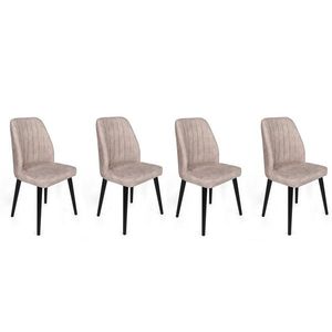Set scaune 4 piese, Nmobb, Alfa-469 V4, Metal , Crem/Negru imagine