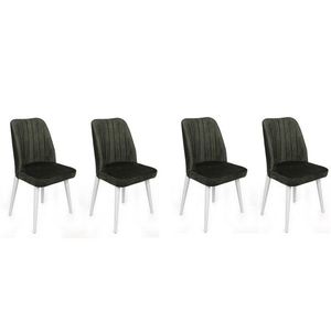 Set scaune 4 piese, Nmobb, Alfa-492 V4, Metal , Kaki/Alb imagine