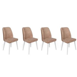 Set scaune 4 piese, Nmobb, Alfa-493 V4, Metal , Nurca / alb imagine
