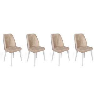 Set scaune 4 piese, Nmobb, Alfa-494 V4, Metal , Bej/Alb imagine