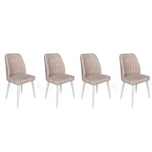 Set scaune 4 piese, Nmobb, Alfa-495 V4, Metal , Crem / Alb / imagine