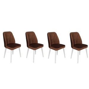 Set scaune 4 piese, Nmobb, Alfa-496 V4, Metal , Maro/Alb imagine