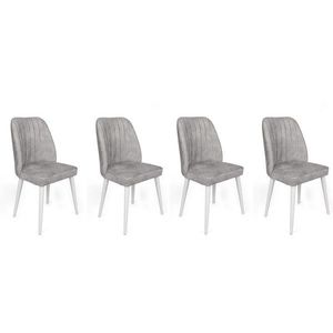 Set scaune 4 piese, Nmobb, Alfa-498 V4, Metal , Gri/Alb imagine