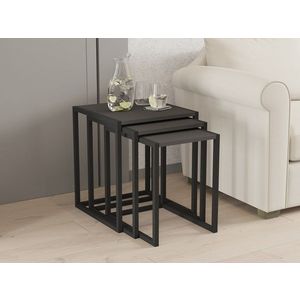 Set masute 3 piese, Puqa Design, Tali, PAL, Negru / Antracit imagine